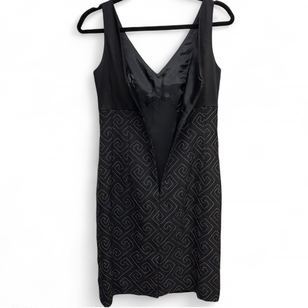 Etcetera Black Geometric Embroidered Sheath Dress - Size 6 - Picture 5 of 8